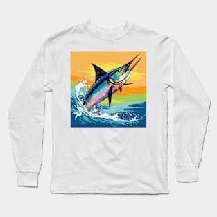 Marlin Fish Cartoon Pop Art 2 Long Sleeve T-Shirt